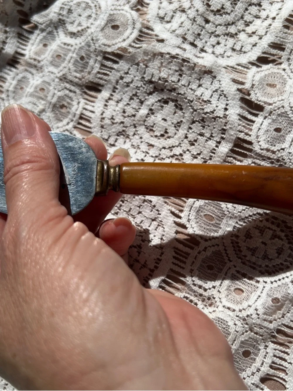 Vintage Cake/Pie Server with Amber Handle